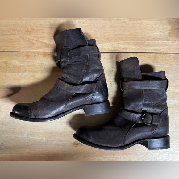 Brown Leather Motorcycle Boots - Picture 2 of 6